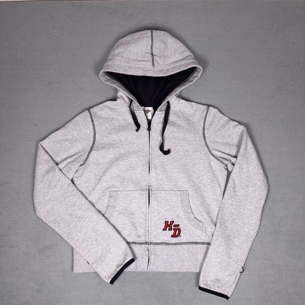 Harley-Davidson Genuine MotorClothes Full Zip Hoodie Gray Lined Womens M